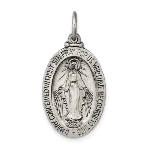 Sterling Silver Antiqued Miraculous Medal Pendant