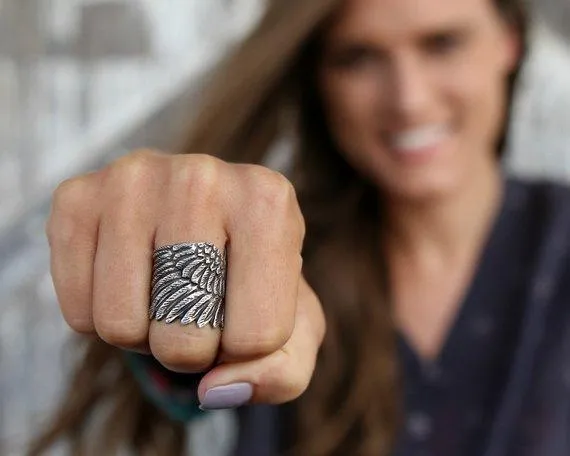 Sterling Silver Boho Wing Ring