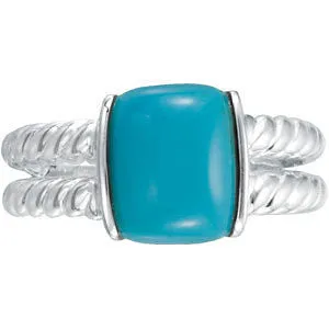Sterling Silver Chinese Turquoise Ring Size 7