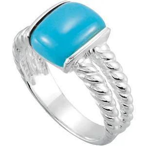 Sterling Silver Chinese Turquoise Ring Size 7
