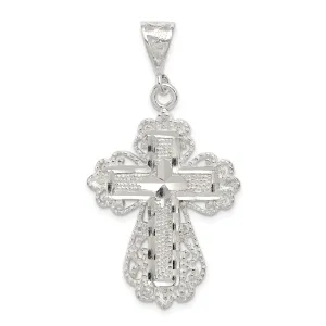 Sterling Silver Fleur de lis Cross Pendant