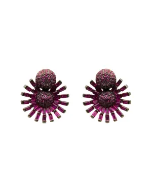 Sterling Silver Flower Burst Ruby Earrings