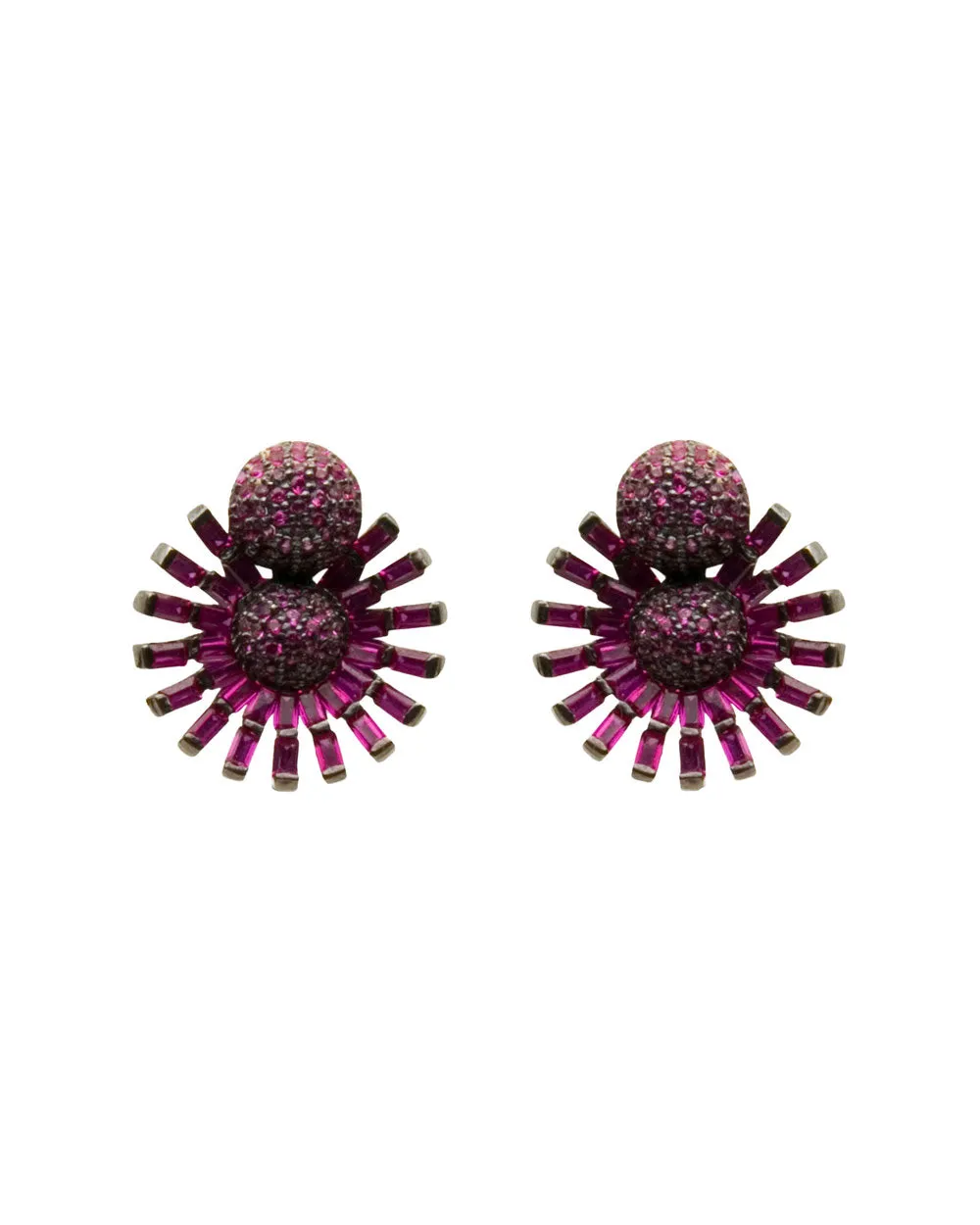 Sterling Silver Flower Burst Ruby Earrings