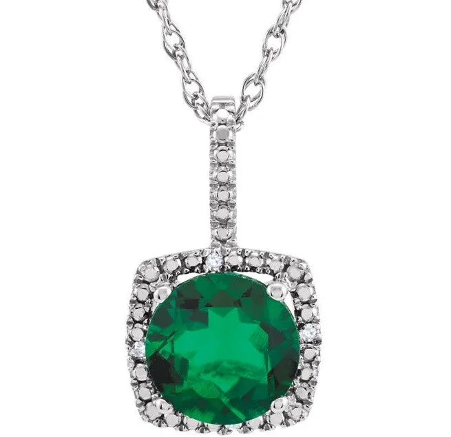 Sterling Silver May Birthstone Halo Necklace