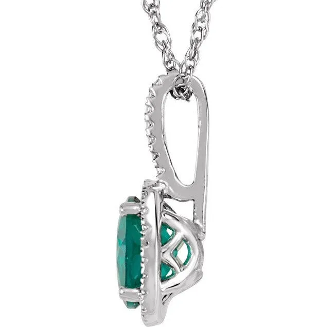 Sterling Silver May Birthstone Halo Necklace