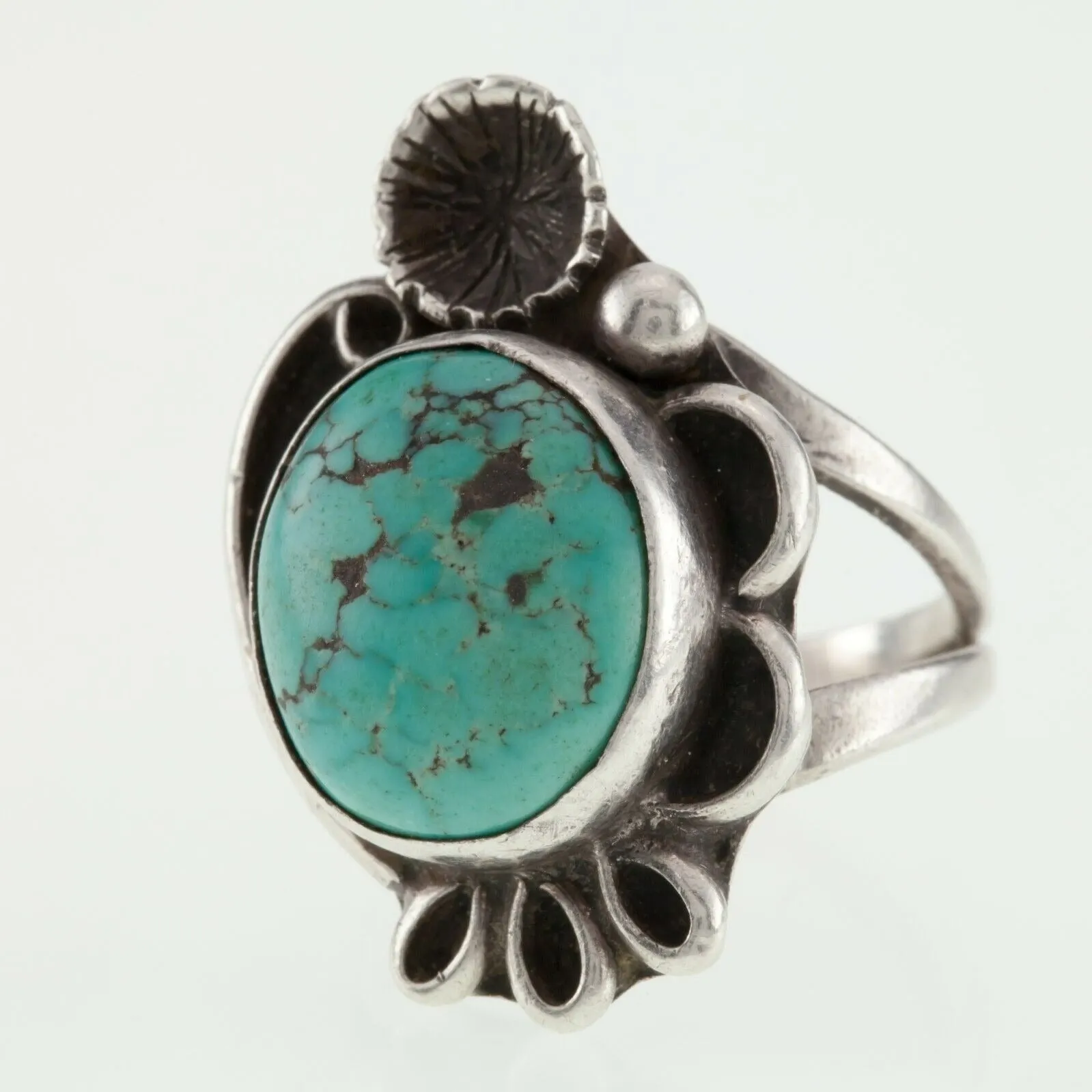 Sterling Silver Navajo Turquoise Ring Size 5.75 Signed RD