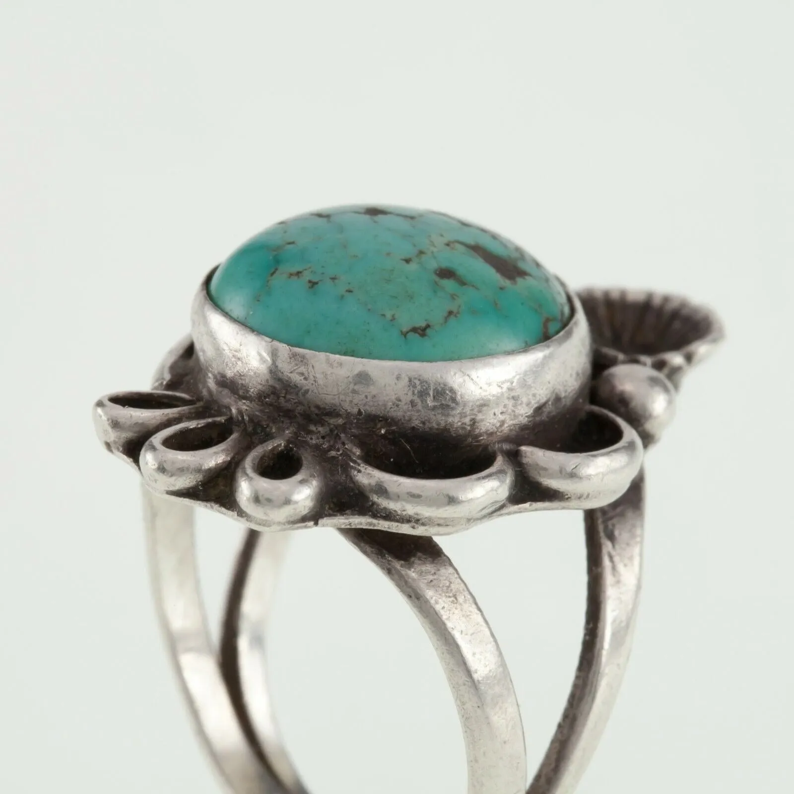 Sterling Silver Navajo Turquoise Ring Size 5.75 Signed RD