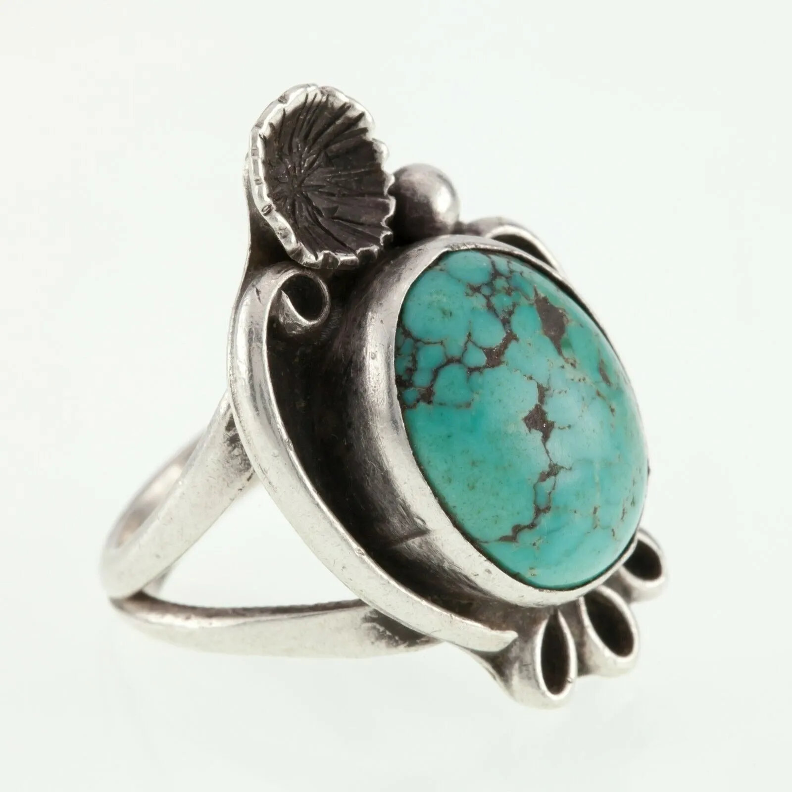 Sterling Silver Navajo Turquoise Ring Size 5.75 Signed RD