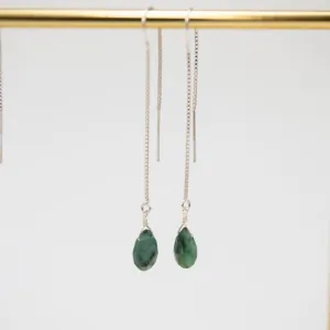 Sterling Silver Raw Emerald Earrings