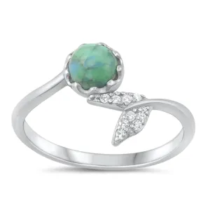 Sterling Silver Turquoise Whale Tail Ring