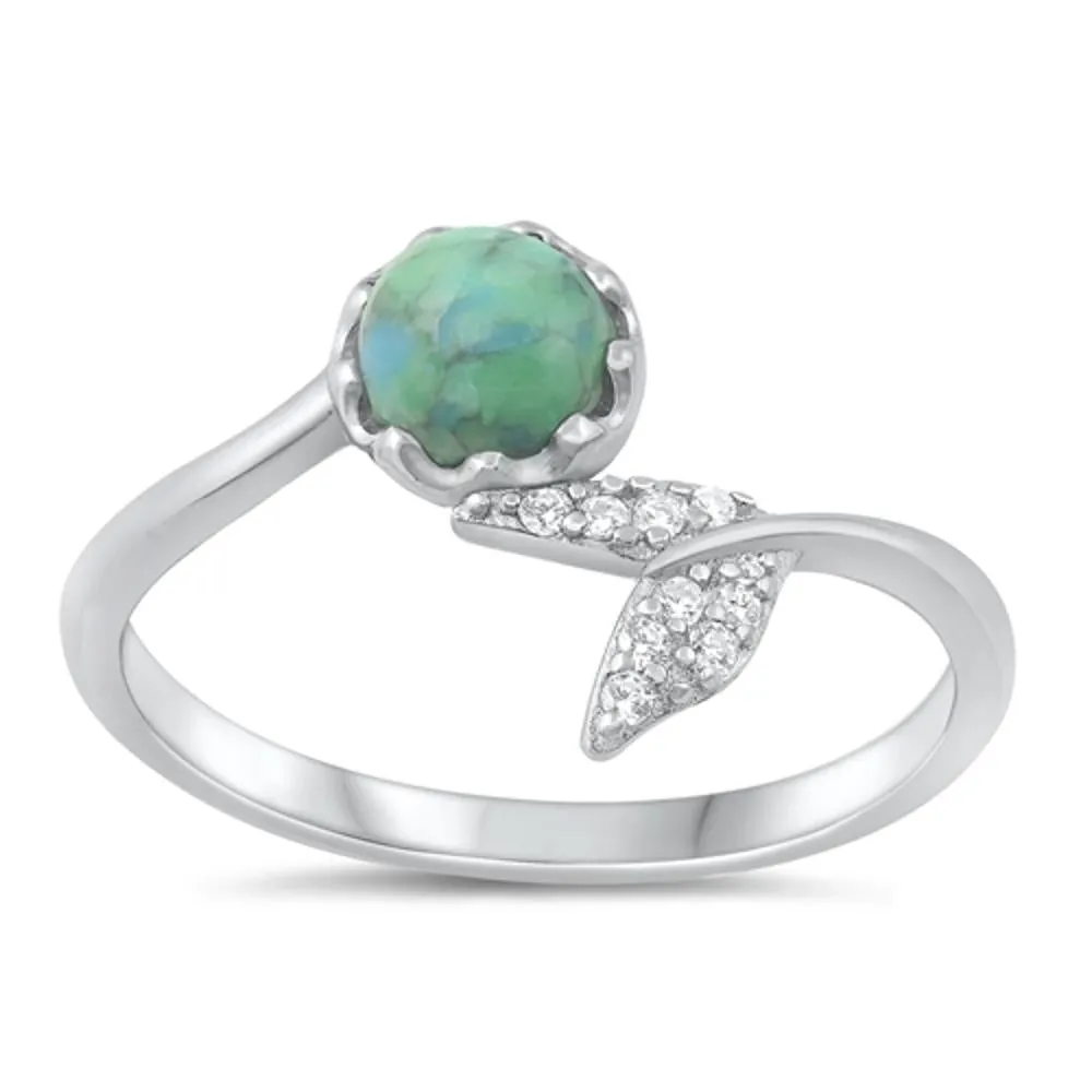 Sterling Silver Turquoise Whale Tail Ring