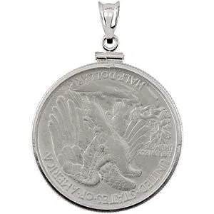 Sterling Silver Walking Liberty 1/2 Dollar Coin Set Into a Sterling Silver Coin Frame