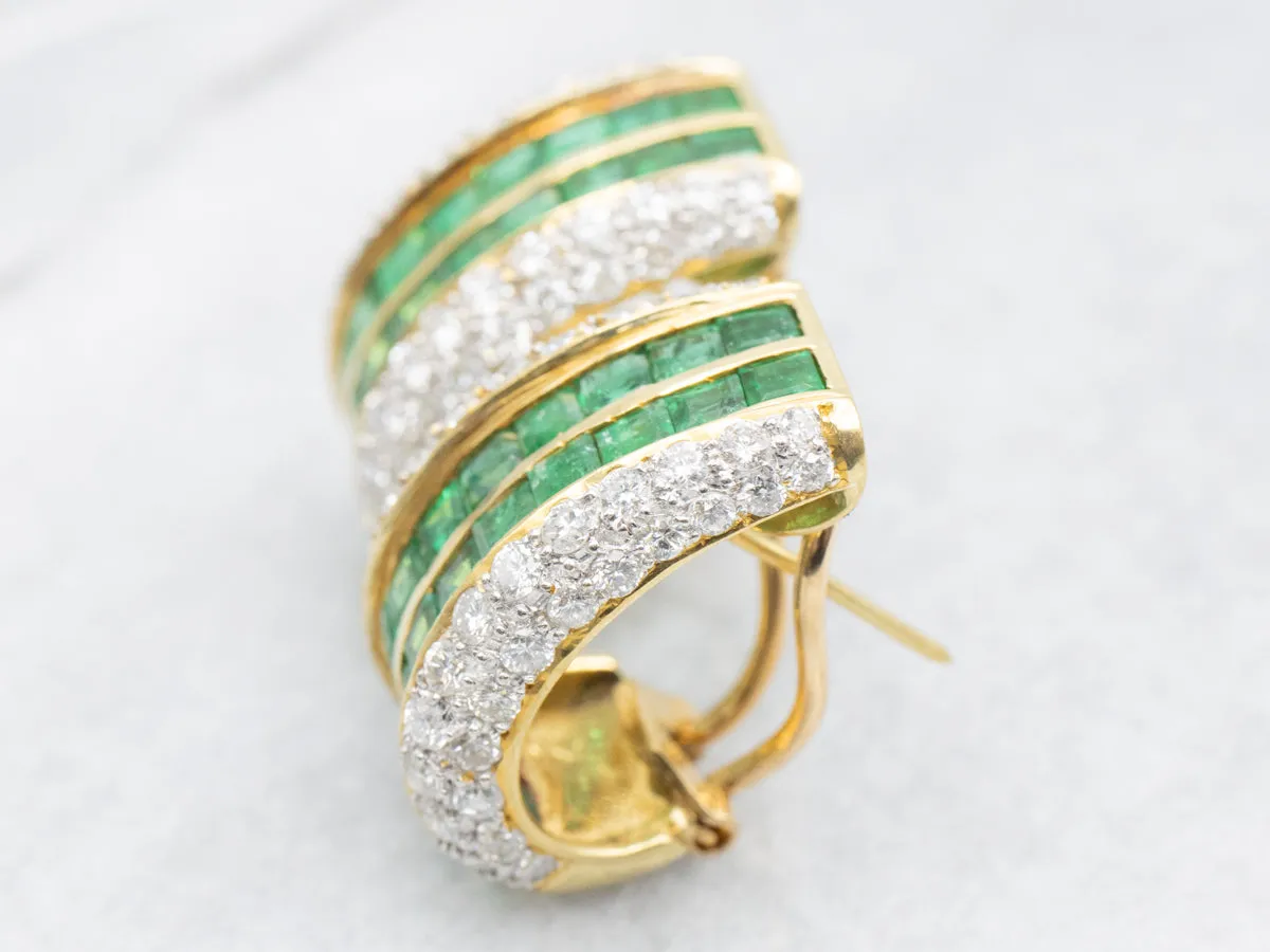 Stunning Emerald and Diamond Encrusted Statement Earrings