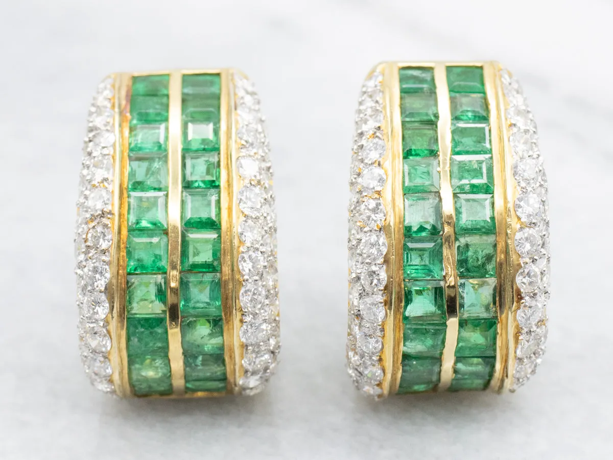 Stunning Emerald and Diamond Encrusted Statement Earrings