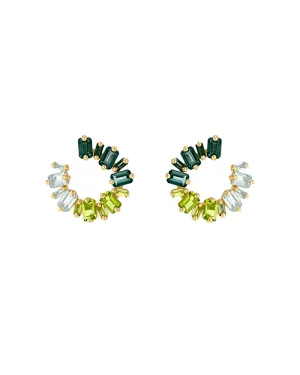 SUZANNE KALAN | Midi Sideways Hoops | Green Ombre