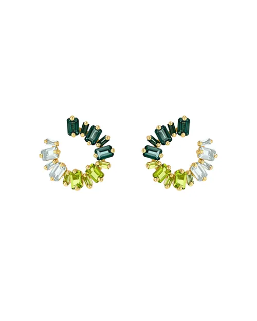 SUZANNE KALAN | Midi Sideways Hoops | Green Ombre