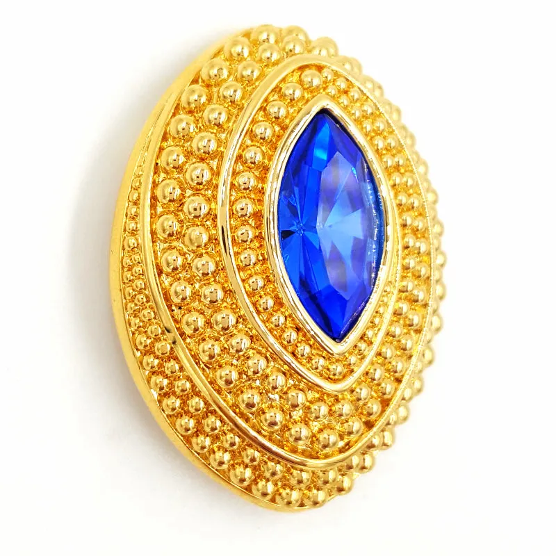 Swarovski Vintage Brooch Sapphire Blue Marquise Crystal in Domed Oval Setting