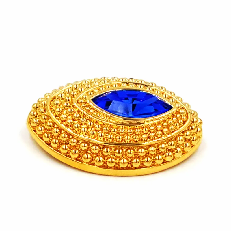 Swarovski Vintage Brooch Sapphire Blue Marquise Crystal in Domed Oval Setting