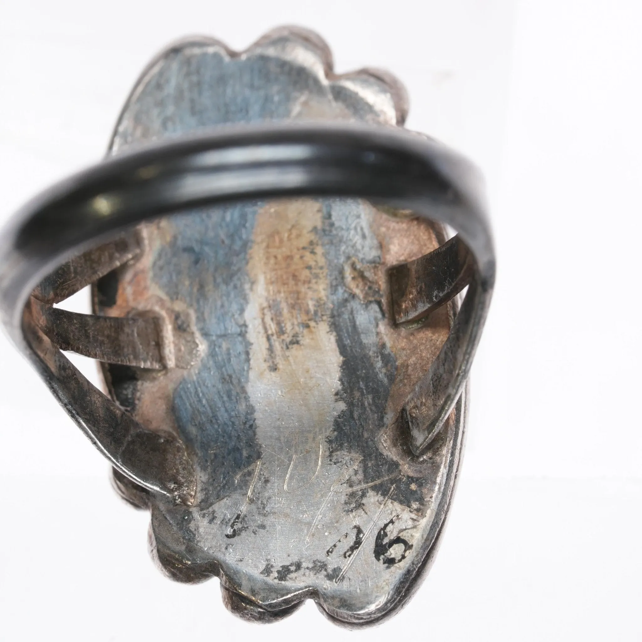 sz6.25 Vintage Native American sterling high grade spiderweb turquoise ring