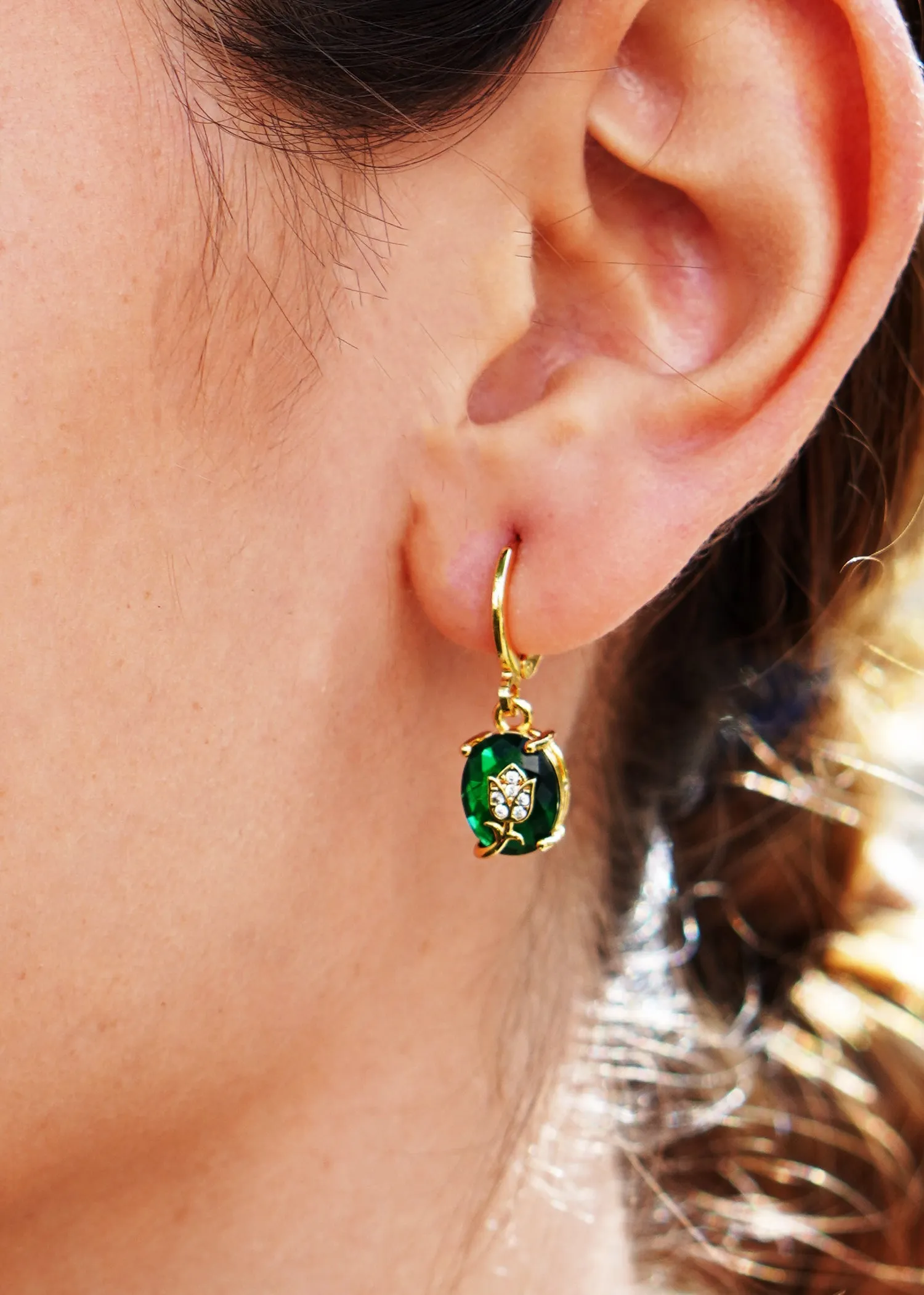The "London" Emerald and Rose drop earrings