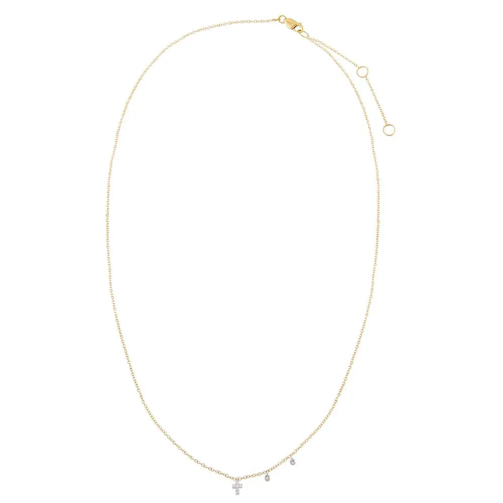 Tiny Diamond Cross Necklace 14K