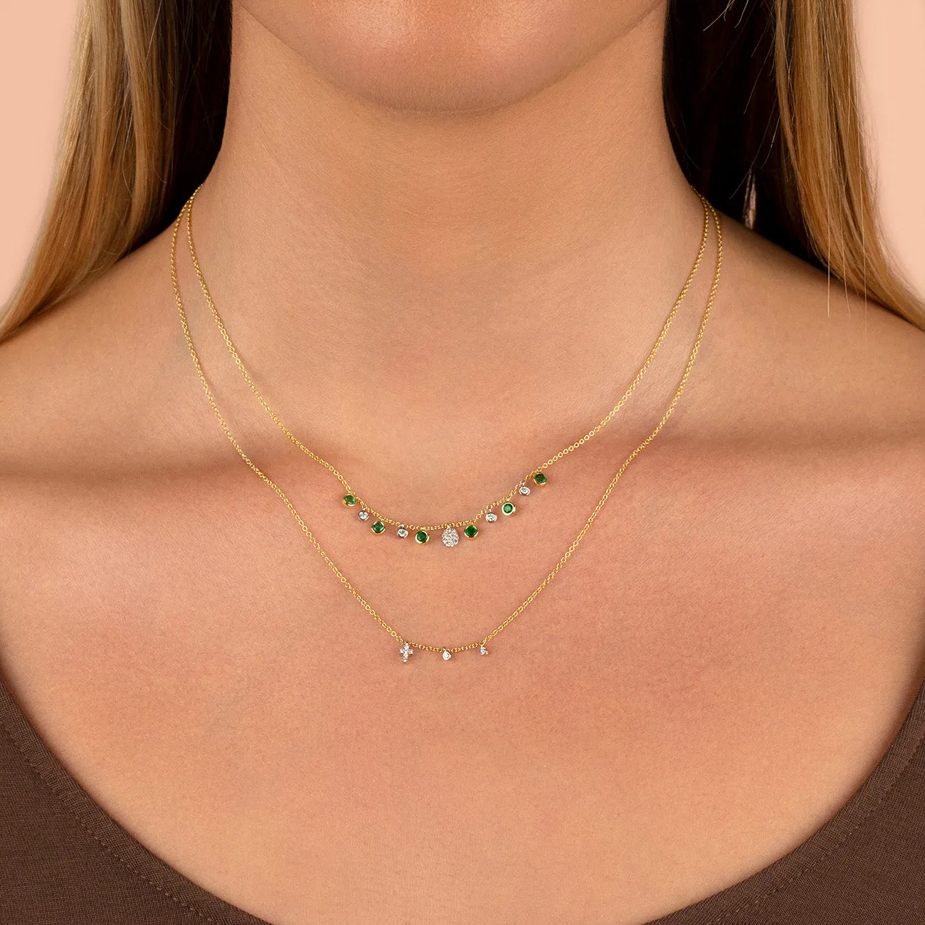 Tiny Diamond Cross Necklace 14K