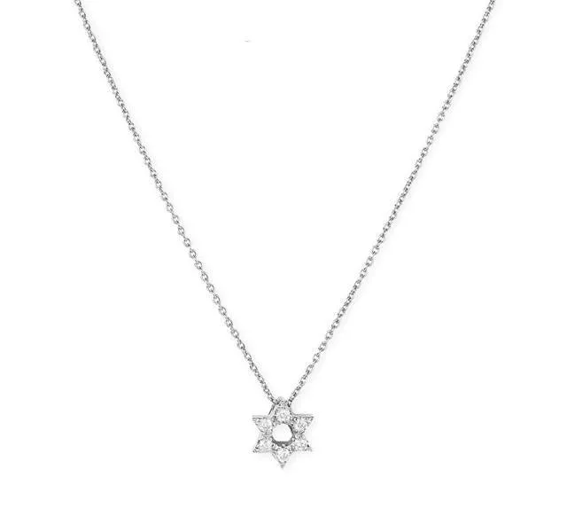 Tiny Treasure Star of David Necklace in White Gold