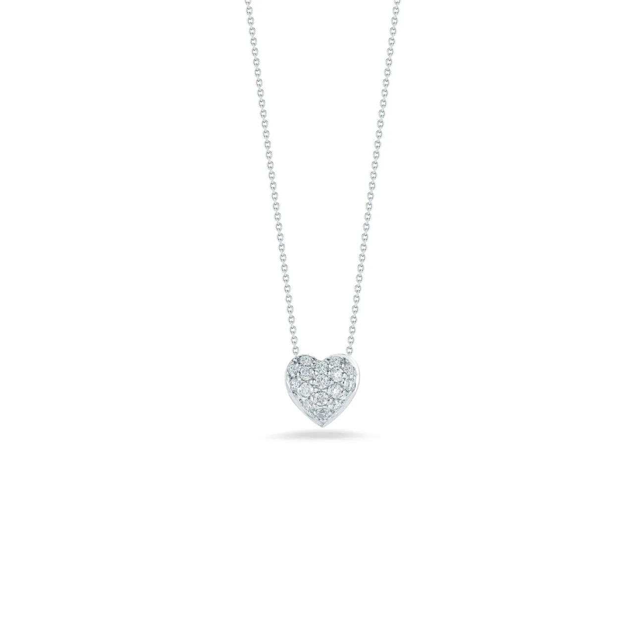 Tiny Treasures 18K White Gold Diamond Puffed Heart Necklace