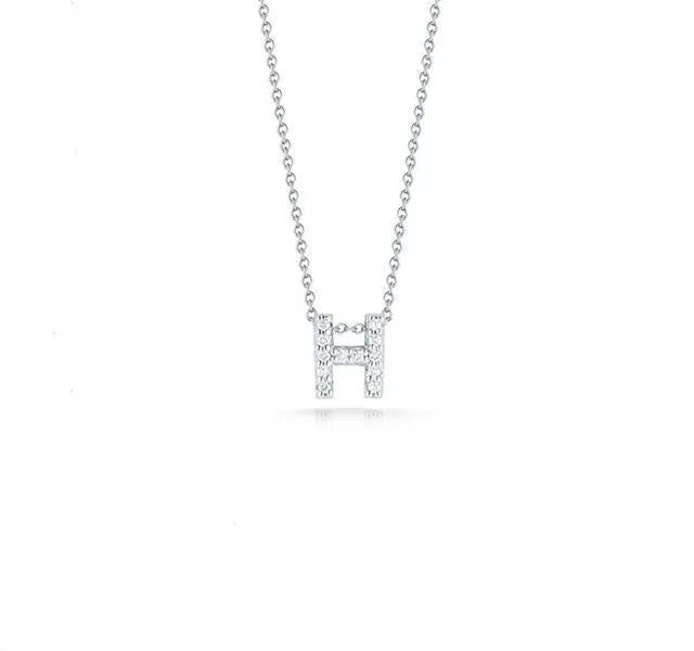 Tiny Treasures Diamond Love Letter "H" in White Gold
