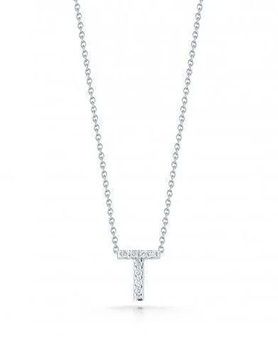 Tiny Treasures Diamond Love Letter "T" in White Gold