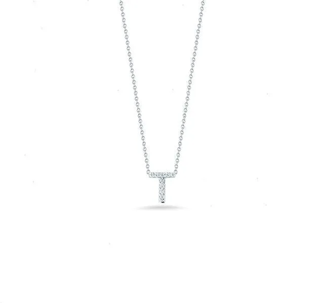 Tiny Treasures Diamond Love Letter "T" in White Gold