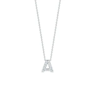 Tiny Treasures Diamonds Love Letter “A” 18K White Gold Necklace