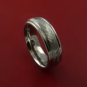 Titanium Feather Carved Band Custom Rings Made to Any Sizing and Finish 3-22