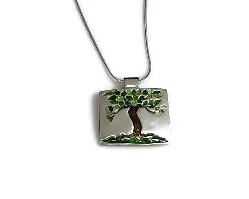 Tree Pendant Enameled
