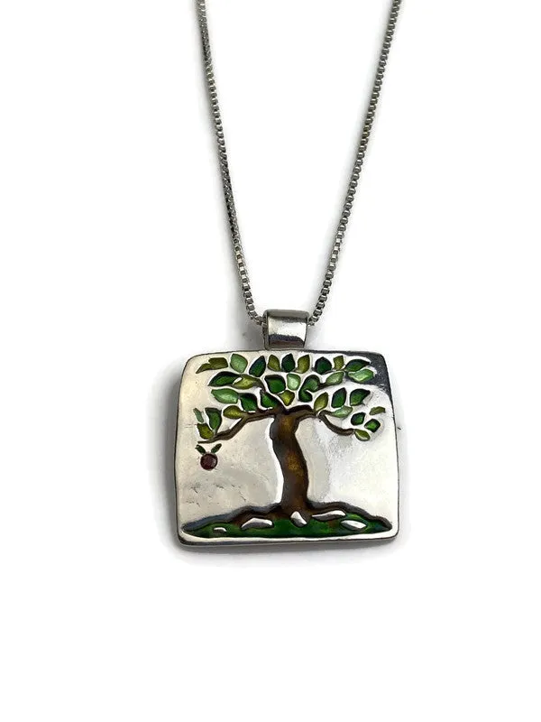 Tree Pendant Enameled