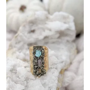 Tri-Stone Pyrite Ring
