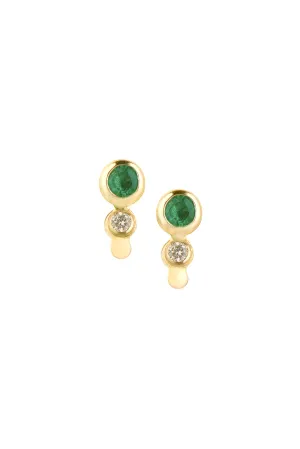 Tubes Emerald & Diamond Earring - YG