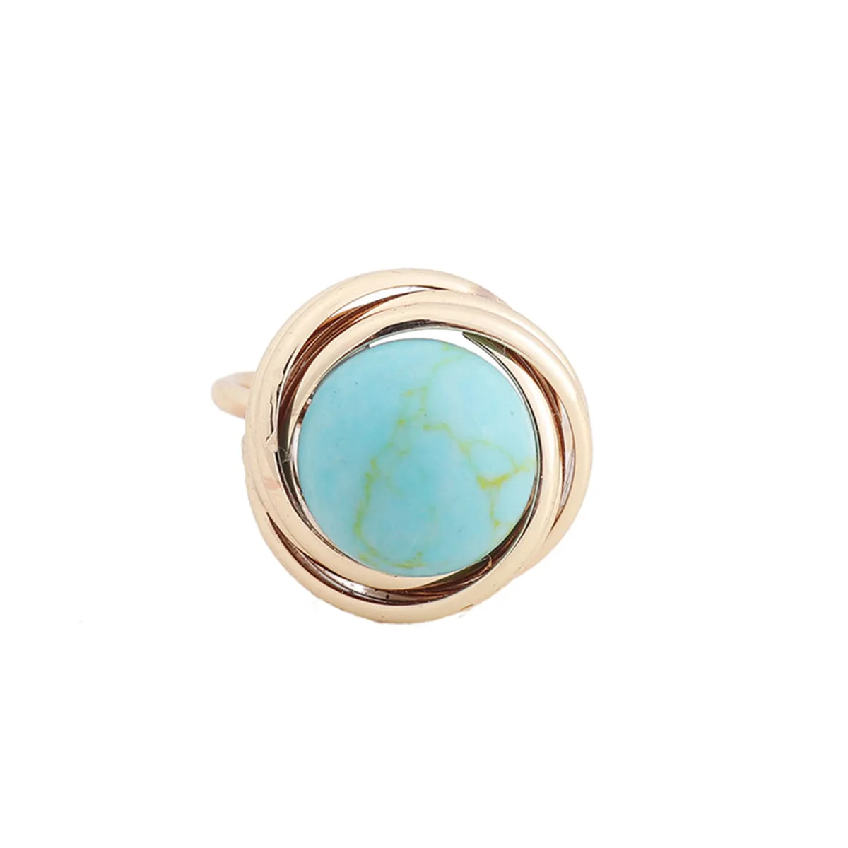 Turquoise & 18K Gold-Plated Coil Ring