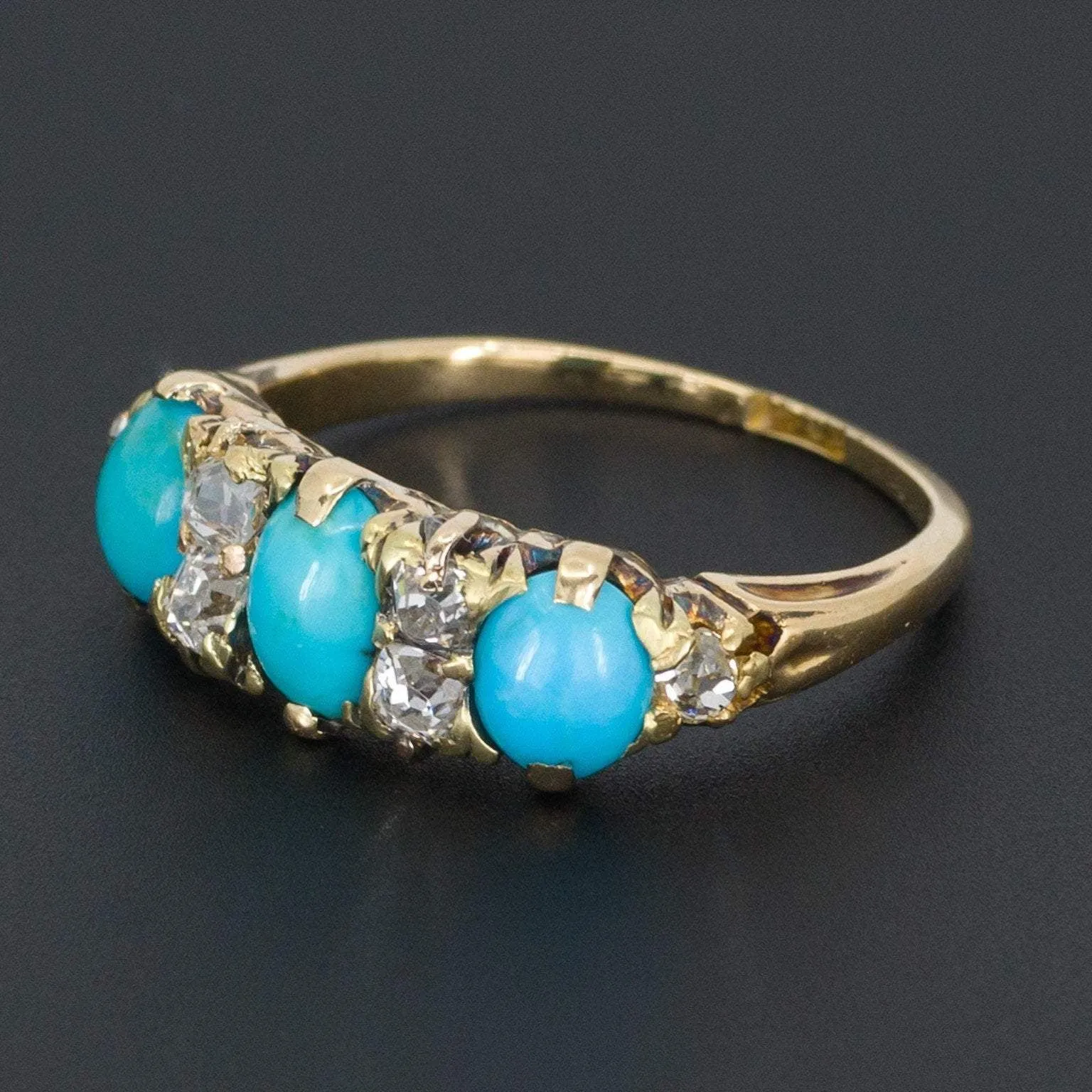 Turquoise & Diamond Ring | 18k Gold Ring