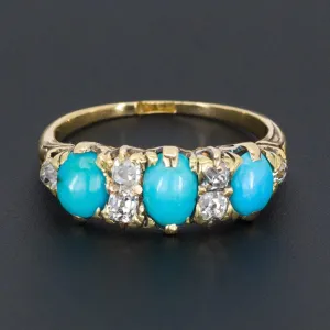 Turquoise & Diamond Ring | 18k Gold Ring