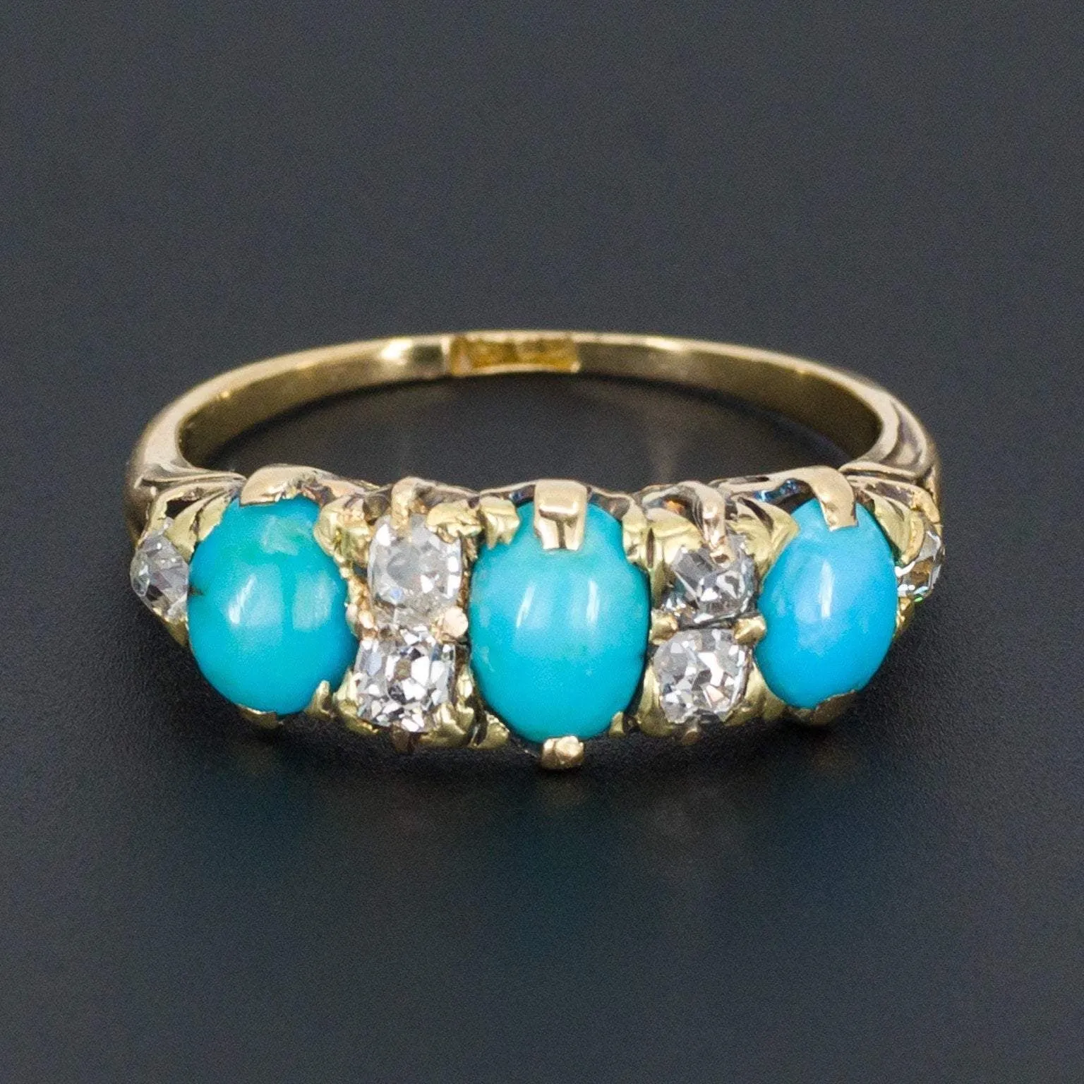 Turquoise & Diamond Ring | 18k Gold Ring