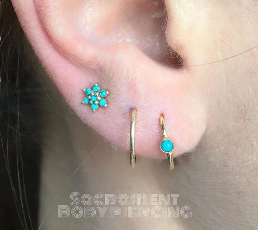 Turquoise fixed gem ring - 18G