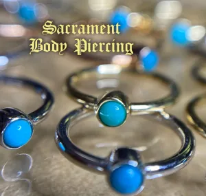 Turquoise fixed gem ring - 18G