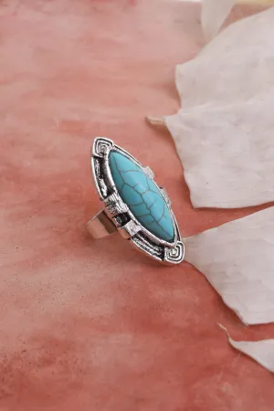 Turquoise Marquise Cut Silver Rings.