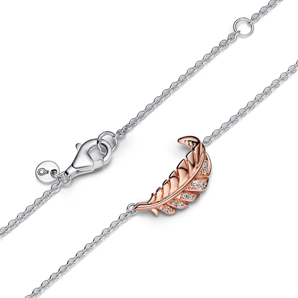 Two-tone Floating Curved Feather Collier Necklace