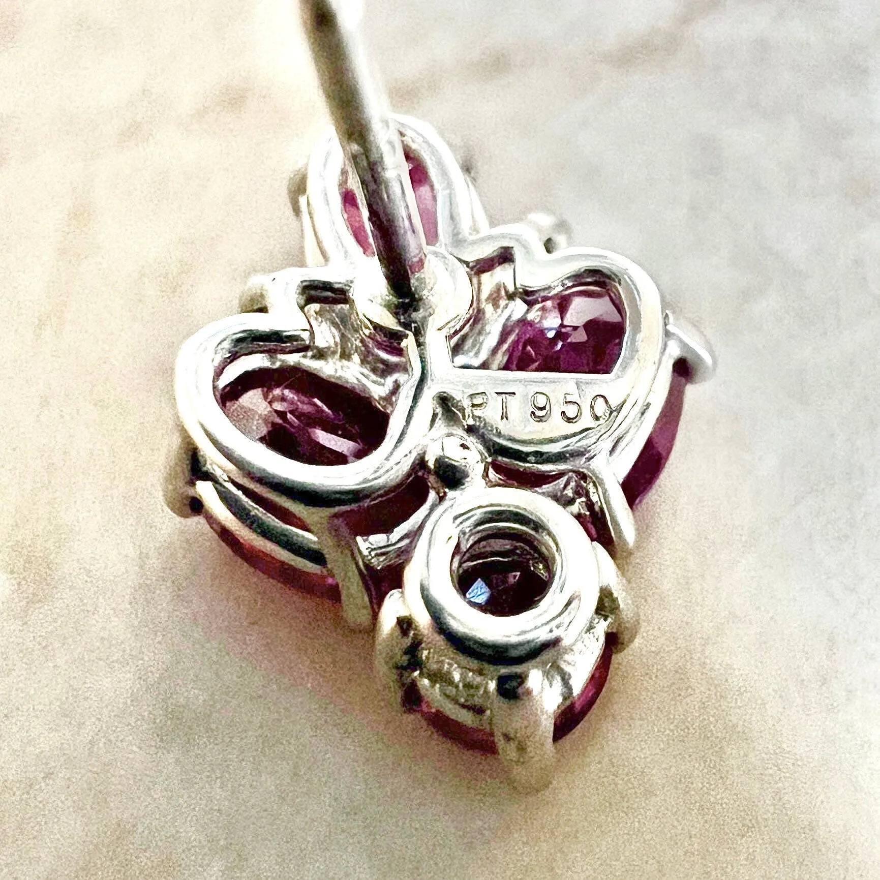 Very Fine Handcrafted 950 Platinum & 18 Karat White Gold Burmese Ruby & Diamond Earrings