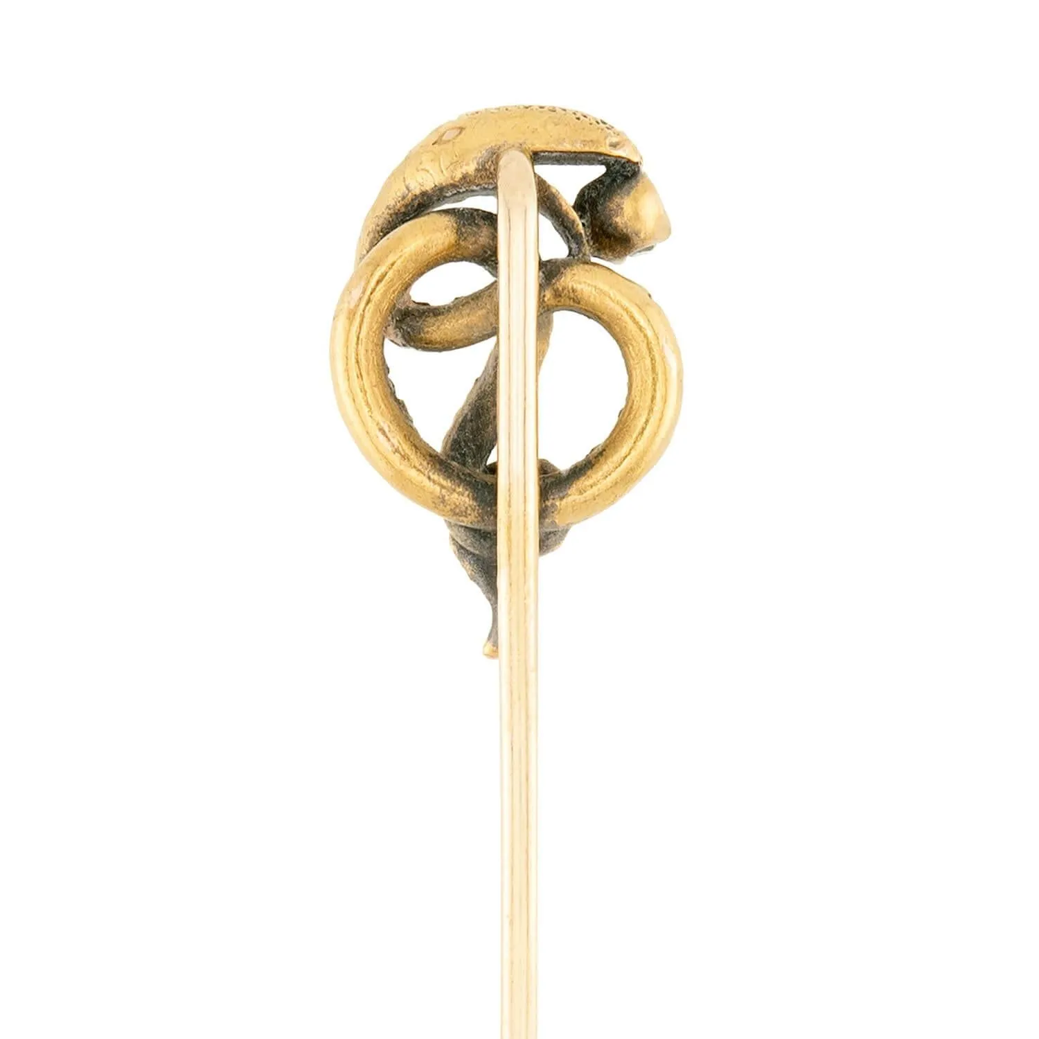 Victorian 14k Diamond Snake Motif Stick Pin