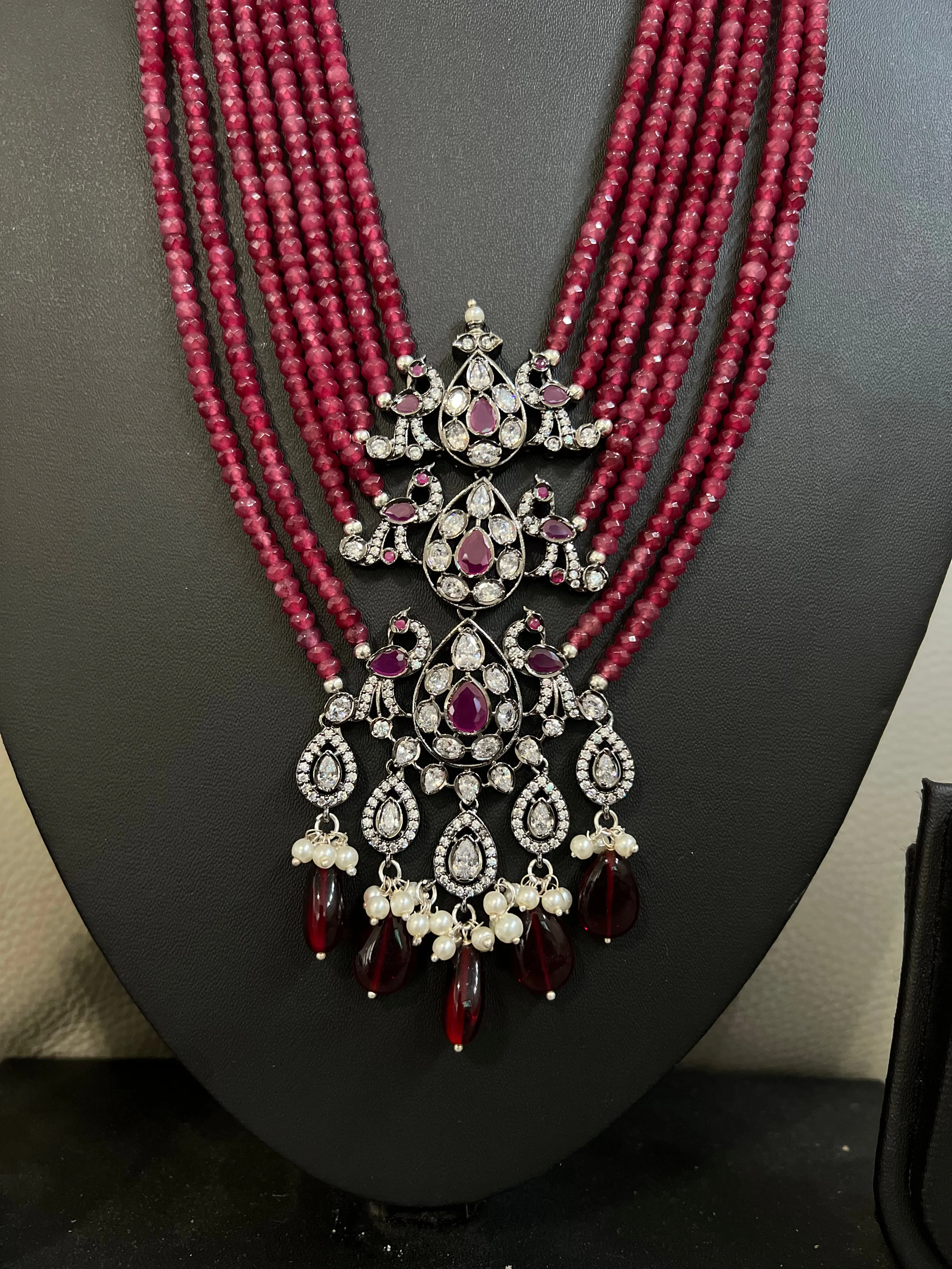 Victorian CZ Beaded Necklace Set
