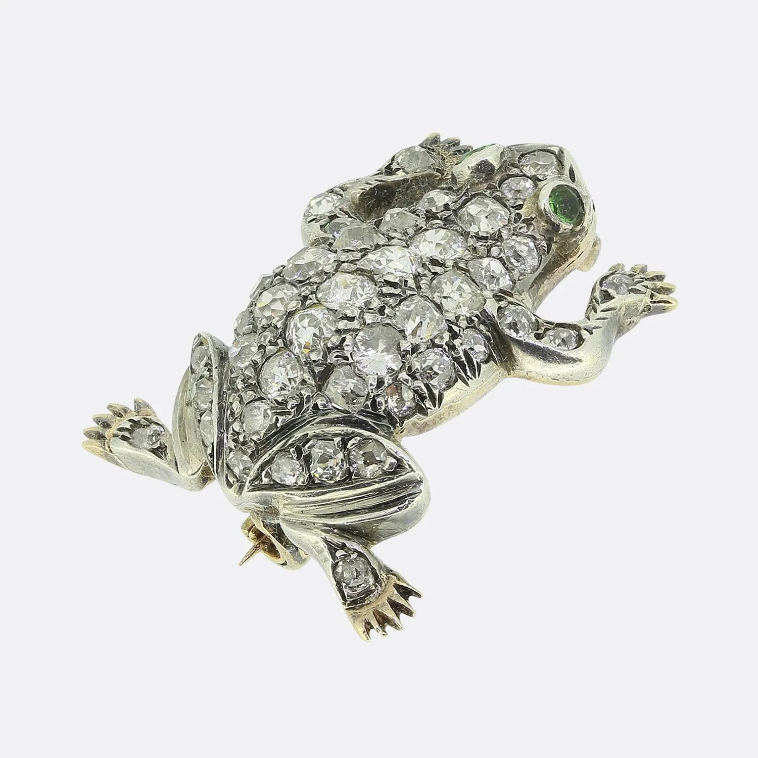Victorian Emerald and Diamond Frog Brooch
