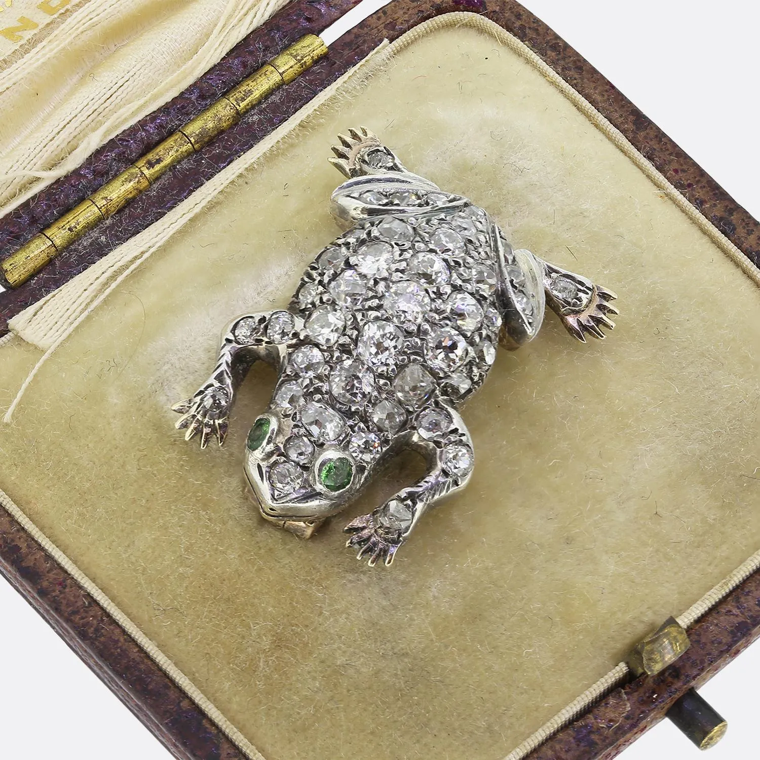 Victorian Emerald and Diamond Frog Brooch